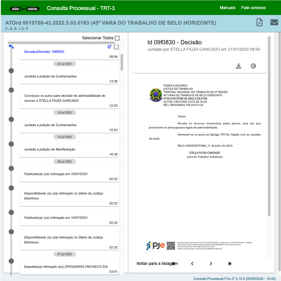 acesso ao processo eletrônico judicial - PJE